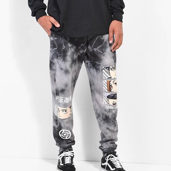 Zumiez Episode x jujutsu Kaisen Black Tie Dye Sweatpants Unisex Size Small - Picture 1 of 9